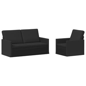 vidaXL Set de canapea 2 pcs Negru Țesătură