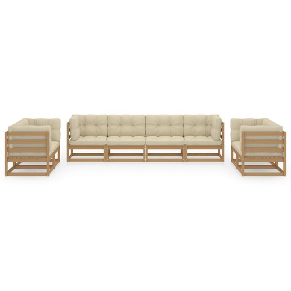 vidaXL Set mobilier de grădină cu perne, 8 piese, lemn masiv pin