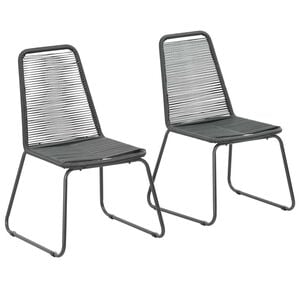 vidaXL Scaune de exterior, 2 buc., negru, poliratan