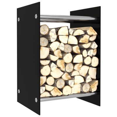 vidaXL Rastel lemne de foc, negru, 40 x 35 x 60 cm, sticlă
