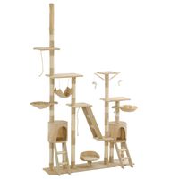 vidaXL Ansamblu pentru pisici stâlpi din funie de sisal 230-250 cm bej