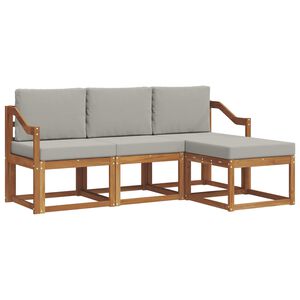 vidaXL Set de canapele de exterior 4 pcs Gri natural și deschis
