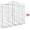 vidaXL Coș gabion arcuit, 10 buc, 200x30x160/180 cm, fier galvanizat
