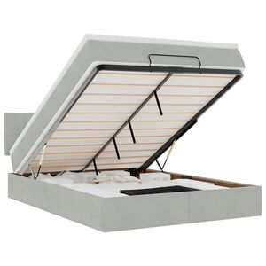 vidaXL Cadru de pat otoman cu saltea Gri deschis 140x190cm catifea