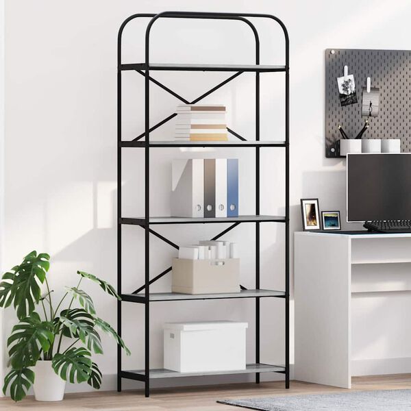 vidaXL Raft pentru cărți Gri Sonoma 80 x 30 x 183 cm Lemn compozit