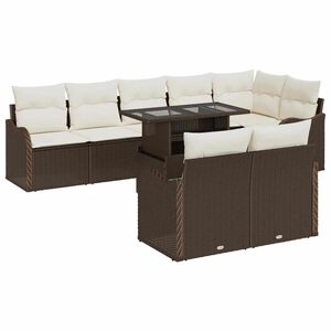 vidaXL Set de lounge cu pernă 9 pcs Maro Rattan poli