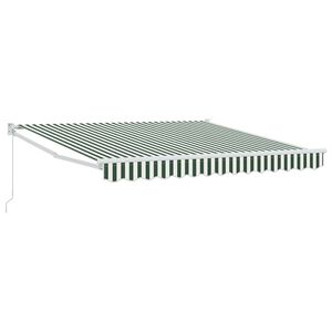 vidaXL Cortina Retractabilă Manual Verde și alb 350 x 250 cm