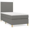 vidaXL Pat box spring cu saltea, gri &icirc;nchis, 90x190 cm, textil