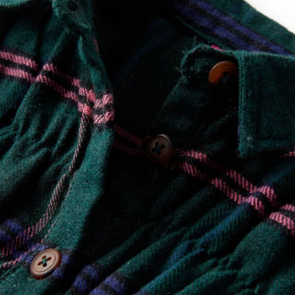 Rochie pentru copii cu m&acirc;neci lungi și volane, verde &icirc;nchis, 140