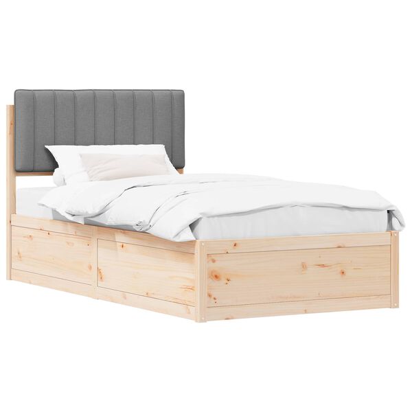 vidaXL Cadru de pat cu tăblie tapițată Gri deschis 100 x 200 cm