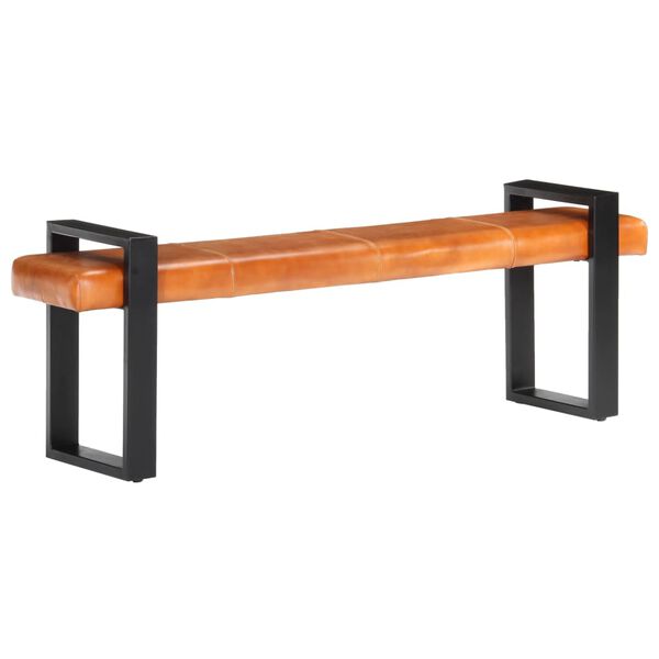 vidaXL Bancă, negru și maro, 160 cm, piele naturală de capră