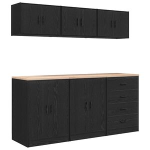 vidaXL Dulapuri de garaj 6 buc Lemn negru prelucrat