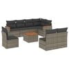 vidaXL Set canapele de grădină, 9 piese, cu perne, gri, poliratan