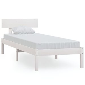 vidaXL Cadru de pat mic single, alb, 75x190 cm, lemn masiv