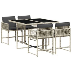 vidaXL Set mobilier de grădină cu perne, 5 piese gri deschis poliratan