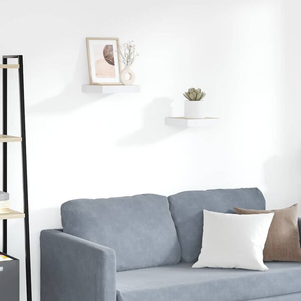 vidaXL Rafturi perete suspendate 2 buc. alb/stejar 23x23,5x3,8 cm MDF