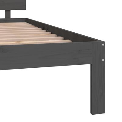 vidaXL Cadru de pat Super King, gri, 180x200 cm, lemn masiv