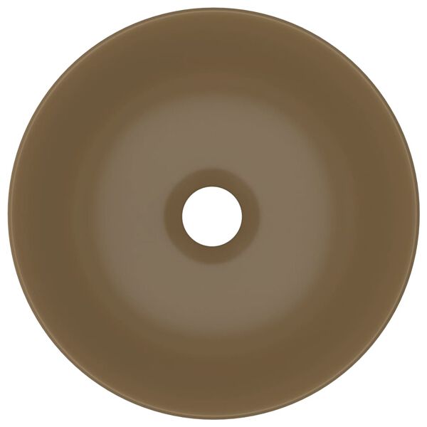 vidaXL Chiuvetă de baie, crem mat, ceramică, rotund