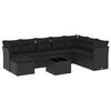 vidaXL Set mobilier de grădină cu perne, 9 piese, negru, poliratan