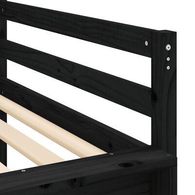 vidaXL Pat etajat de copii cu tunel alb/negru 80x200 cm lemn masiv pin