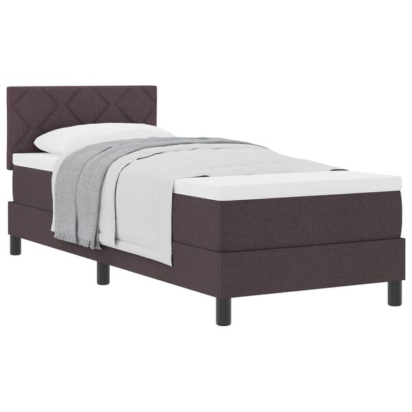 vidaXL Pat cu arcuri cu saltea Maro &icirc;nchis 80 x 200 cm țesătură