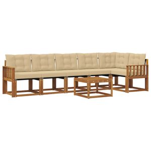 vidaXL Set de canapele de exterior cu pernă 7 pcs Natural și Bej