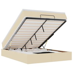 vidaXL Cadru de pat otoman cu saltea crem 140x200cm stofa