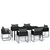 vidaXL Set de servit masa pentru grădină, 7 piese, negru