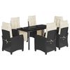 vidaXL Set mobilier de grădină cu perne, 7 piese, negru, poliratan