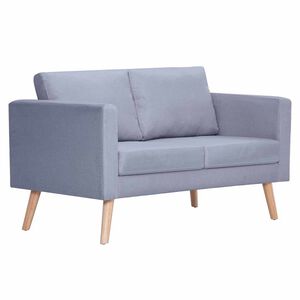 vidaXL Canapea cu 2 locuri, material textil, gri deschis