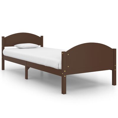 vidaXL Cadru de pat, maro închis, 90x200 cm, lemn masiv de pin