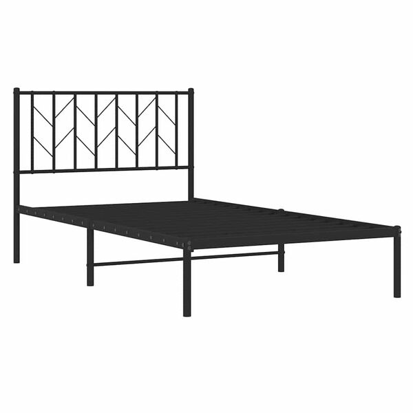 vidaXL Cadru de pat din metal cu tăblie, negru, 100x200 cm
