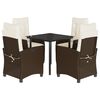 vidaXL Set mobilier de grădină, 5 piese, cu perne, maro, poliratan