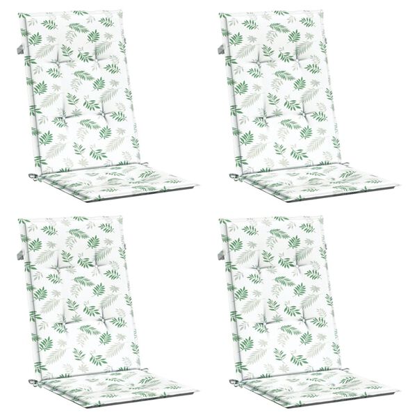 vidaXL Perne de scaun spătar înalt, 4 buc., model frunze, textil