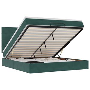 vidaXL Cadru de pat otoman cu saltele, catifea verde &icirc;nchis 180x200cm