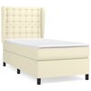 vidaXL Pat box spring cu saltea, crem, 90x200 cm, piele ecologică