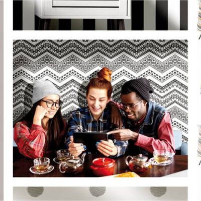 Noordwand Tapet „Urban Friends & Coffee Etnico”, alb și negru