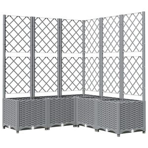 vidaXL Jardinieră de grădină cu spalier gri deschis 120x120x136 cm PP
