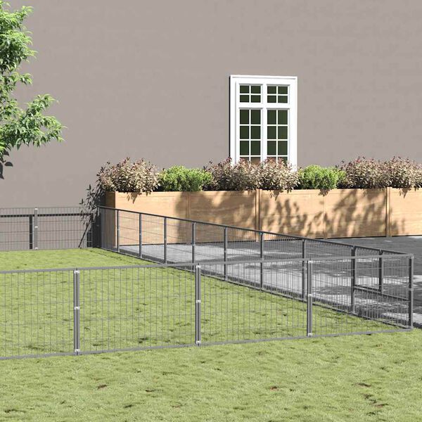 vidaXL Padoc pentru c&acirc;ini, argintiu, 90 m&sup2;, oțel