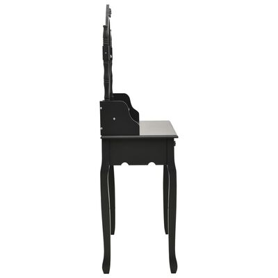 vidaXL Set masă toaletă cu taburet negru 75x69x140 cm lemn paulownia