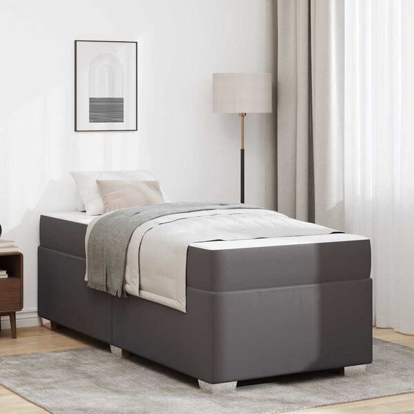 vidaXL Cadru de pat cu saltea Gri 80 x 200 cm țesătură