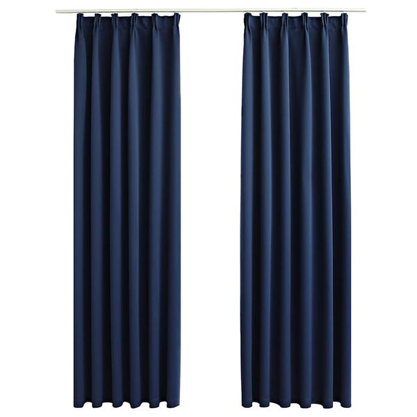 vidaXL Draperii opace cu c&acirc;rlige, 2 buc., albastru, 140 x 225 cm