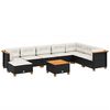 vidaXL Set mobilier de grădină cu perne, 9 piese, negru, poliratan