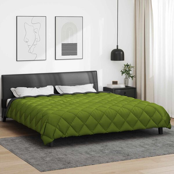 vidaXL Duvet de iarnă Verde și Antracit 200 x 200 cm Microfibră