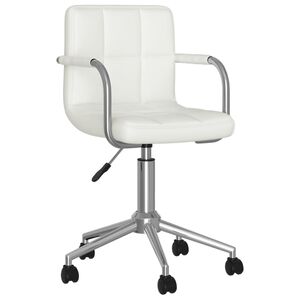 vidaXL Scaun de birou rotativ, alb, piele ecologică