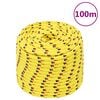 vidaXL Fr&acirc;nghie de barcă, galben, 12 mm, 100 m, polipropilenă