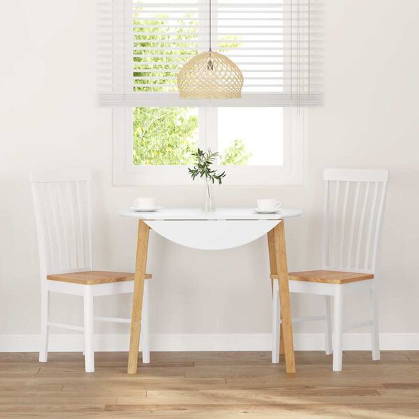 vidaXL Scaune de sufragerie 2 buc Cauciuc din lemn masiv alb