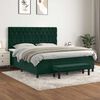 vidaXL Pat box spring cu saltea, verde &icirc;nchis, 160x200 cm, catifea