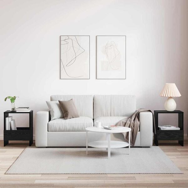 vidaXL Raft pentru reviste 2 pcs Stejar Negru 35 x 30 x 45 cm