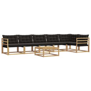 vidaXL Set de canapele de exterior 7 buc. Alb și negru